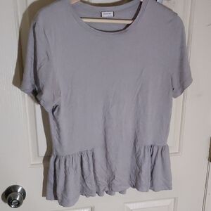 Sunday Best Light Gray Short Sleeve Peplum Top